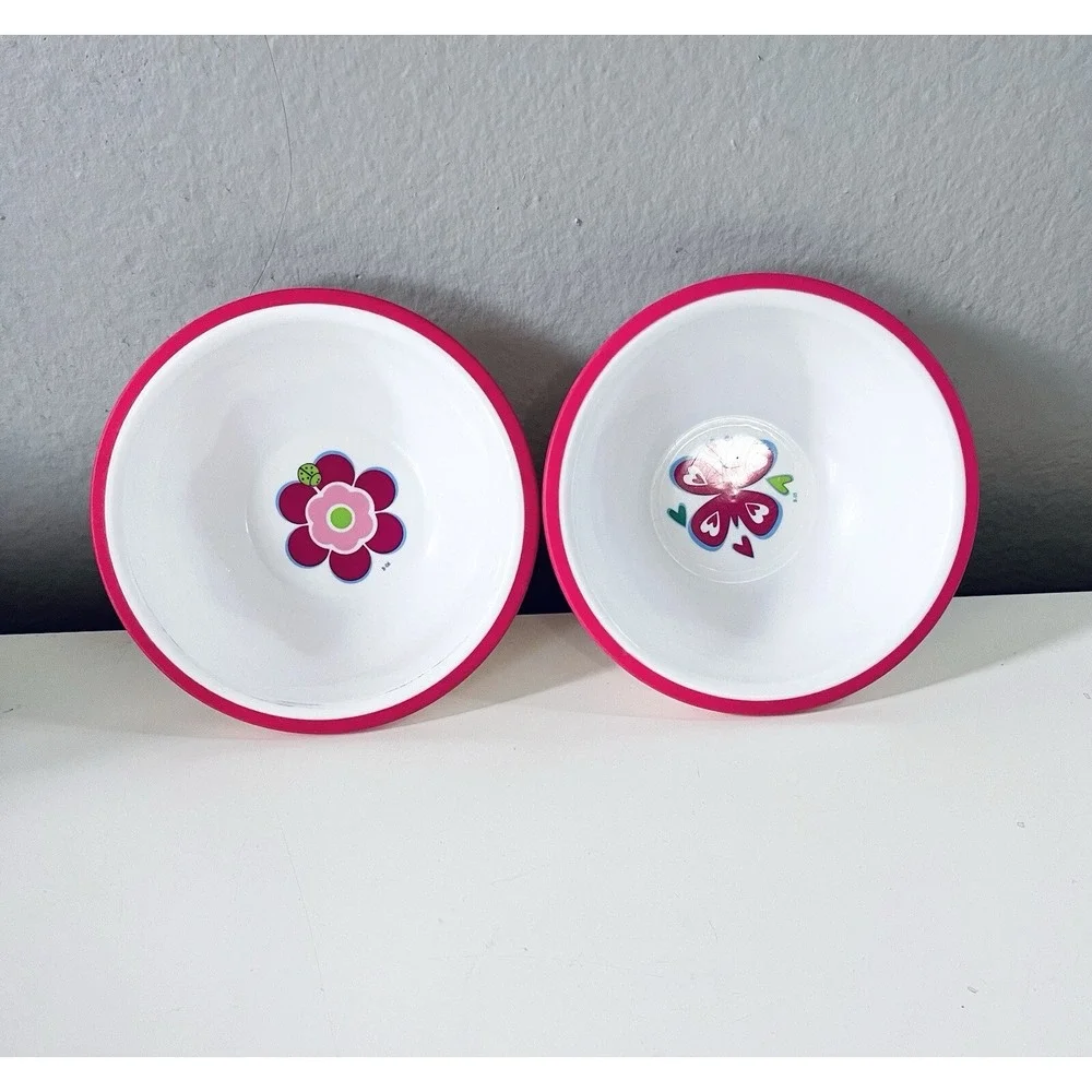 VINTAGE 2 Plastic Bowl Plates Kids Childrens Dinnerware Set, Butterfly Y2k‎